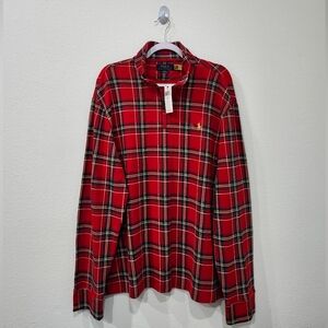 Polo Ralph Lauren Men’s Estate Rib Double Knit Plaid Pullover 1/4 Zip Size XL